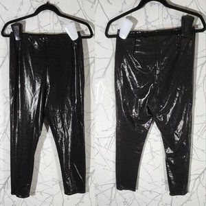 Lysse Black Shiny High Rise Pull On 7/8 Leggings